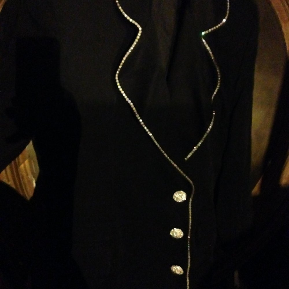 Black Solini Rhinestone-Trimmed Black Jacket
